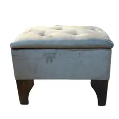 GENERICO - Banqueta Baúl Botón Gris Felpa Muebles Rimar 60x40x45x20