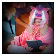 GENERICO - Manta Suave Ojos Luminosos Led Capucha Polar Rosa