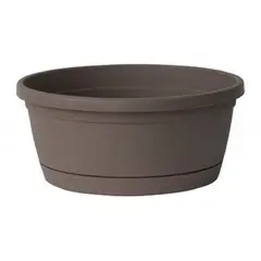 EURO3PLAST - Macetero plástico con plato 25 x 11 cm color taupe