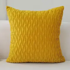 TODOHOGAR SANTIAGO DE CHILE - Cojín velvet onda mostaza 45x45 cm