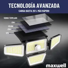 MAXWELL - Foco Led Solar Exterior Sensor 4 Direcciones - Blanco