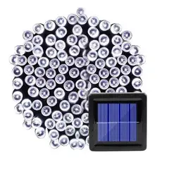 GENERICO - Luces Solares Guirnalda 20 Metros 200 Led Blanco Frio Navidad