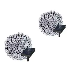 GENERICO - Pack x2 Luces Solares Guirnalda 20 Metros 200 Led Blanco Frio Navidad
