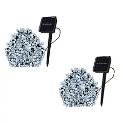 GENERICO - Pack x2 Luces Solares Guirnalda 20 Metros 200 Led Blanco Frio Navidad