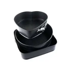 GENERICO - 3 Moldes Repostería Queques Tortas Antiadherente Desmontable.