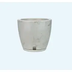 FLORIDIS - MACETERO GRIS EFECTO MARMOL AMSTERDAM 28CM ALTO CON PLATO