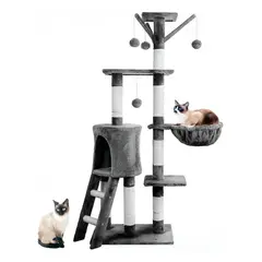 GENERICO - Rascador Torre Arbol Casa De Gato Terciopelo Juguete Gris