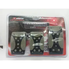 GENERICO - Set cubre pedales auto 3 piezas de aluminio y goma tunning