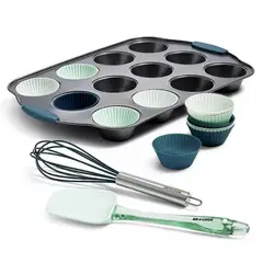 SMART COOK - Bandeja Y Molde De Silicona Para Cupcakes Verde mentaTurquesa