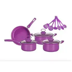 GENERICO - Bateria Antiadherente Juego De Ollas Mas Utencilios 14 Pcs