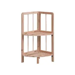 IMPORTCLICK - Estante Organizador Esquinero De Madera 2 Niveles Café Claro