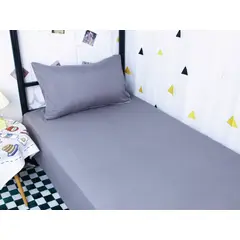 GENERICO - Juego de Sábanas 1 Plazas 144 Hilos - Gris