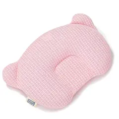BABYLUNA - Cojín Cabeza Plana para Bebé con Espuma de memoria Oso Rosa