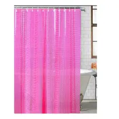 GENERICO - Cortina Baño Ducha Poliester 180x180 Transparente Rosada