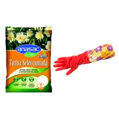 ANASAC - Guantes para jardineria + Tierra de Hojas turba 1KG