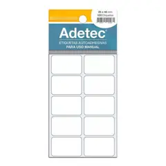 ADETEC - 120 Etiquetas Manual Rectangular Blanca 22x32mm -119