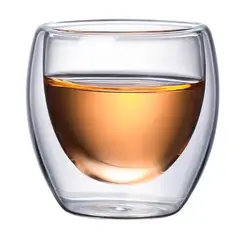 GENERICO - Vaso Cristal Doble Pared Termico 150 Ml Set X 4
