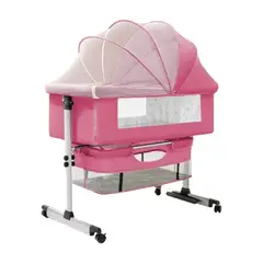LUBABYCAS - Cuna Colecho Con Mudador Y Accesorios Rosada