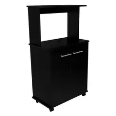 FMFURNITURE - Mueble Microondas 2 Puertas Negro 198x60x51.6 cm
