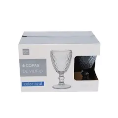 HOMEWELL - Set Copas Vidrio Azul 300ml (6u)