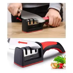 GENERICO - Afilador Cuchillos Acero Inoxidable 3 Etapas Ergonómico PREMIUM