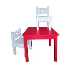 DECORACION CREATIVA - Mesa infantil con 2 sillas Lacada Roja Blanca