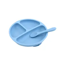 PUMUCKI - Set De Plato y Cuchara Celeste Para Bebé