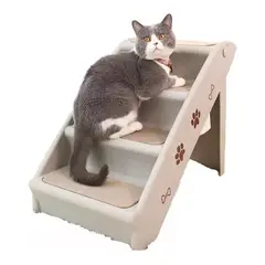 GENERICO - Escalera Plegable 4 Escalones Para Perros Y Mascotas Beige