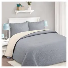 COMPRAPO - Cubrecama Quilt Juvenil Sherpa 1.5 Plazas Chiporro Mod. Gris + Funda