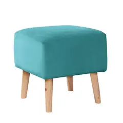 LATAM HOME - Puff Burdeos Turquesa Tela Velvet Patas Madera
