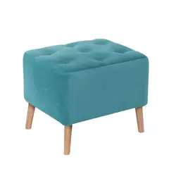 LATAM HOME - Puff Latam Hombe Lyon Turquesa, Tela Velvet, Patas Madera.