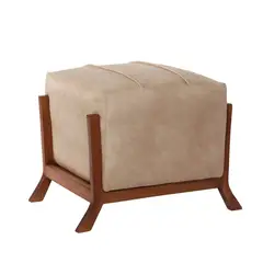 LATAM HOME - Puff Marsella Beige con Base de Madera