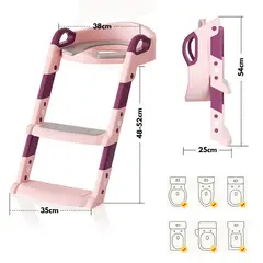 GENERICO - Asiento Adaptador De Baño Escalera Niños Rosada