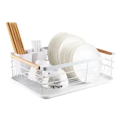 SIMPLIT - Secaplatos Escurridor 1 Nivel Acero Inox Blanco Simplit.