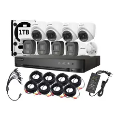 HIKVISION - Kit 8 Cámaras Lite Smart Dual Light 4 Bala y 4 Domo