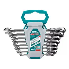 TOTAL TOOLS - Juego De Llaves Articulada Corona Con Chicharra 8 Pcs Total