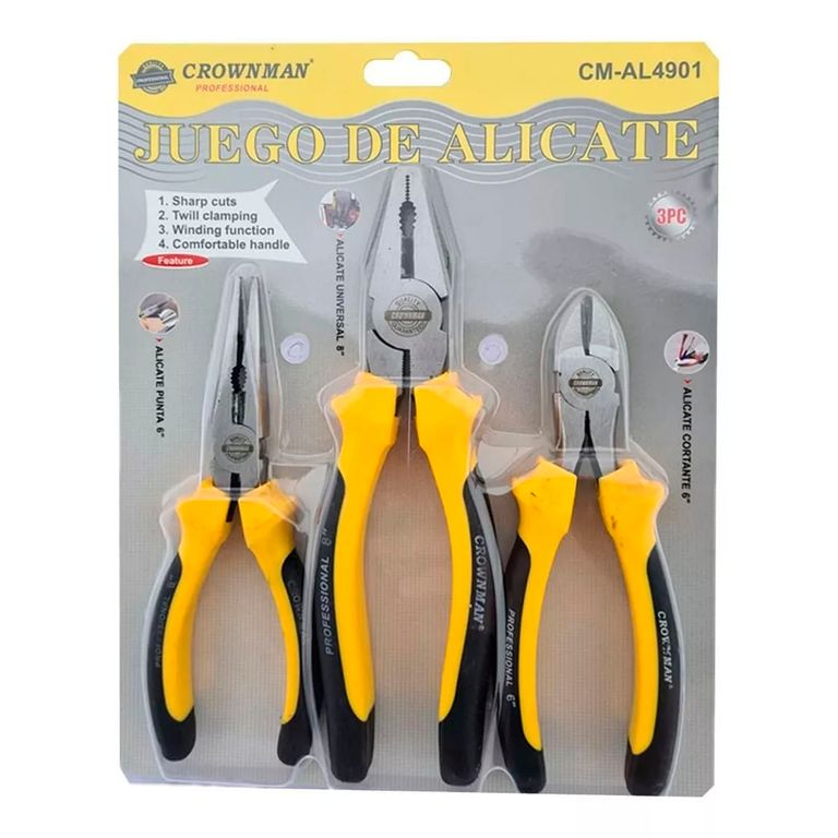 Set Kit Juego De Alicates 3 Piezas Crownman a $12.500