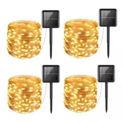 GENERICO - Pack x4 luces 100 led 10m hadas calidasolares para exterior