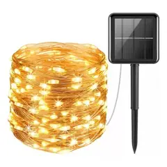 GENERICO - Luces 100 led 10m hadas calidas solares para jardin exterior