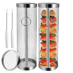 EVERSO - X2 Cesta Enrollable Para Parrilla Barbacoa Asados Rejilla