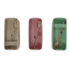 GENERICO - Lonchera 3 Compartimientos C/Cuchara y Tenedor 900 ML Color Beige