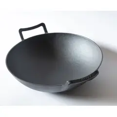 KANKA - - Wok Disco de 36cm Hierro Fundido Premium Base Plana