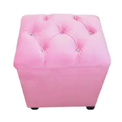 GENERICO - Pouf Baul Capitone Rosado Diamante Felpa 40x33x50 Rimar