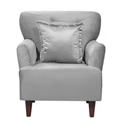MASEL - Sillon 1c York Felpa Gris  75x55x95