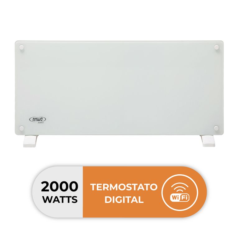 Estufa Eléctrica Panel Convectivo Vidrio con Wifi 2000 W Programable NDFL2000V