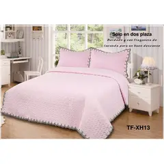 GENERICO - Cobertor Quilts de verano Cubrecamas 2 Plazas Rosado Bordado