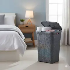 MP - Cesto Canasto Para Ropa Ratan 60 Litros Con Tapa