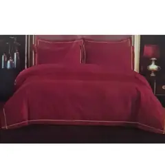 GENERICO - Juego De Sábanas Plaza y Media Algodón Burdeo