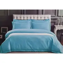 GENERICO - Juego De Sábanas Plaza y Media Algodón Celeste