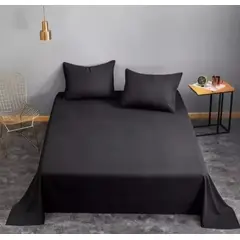 GENERICO - Juego De Sábanas Algodón Plaza y Media Negro